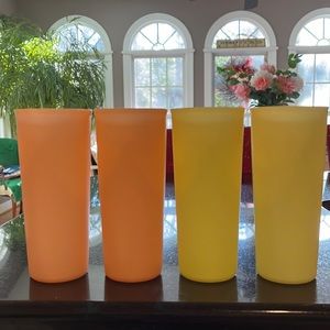 (4) Vintage Tupperware Multi-Colored Tumblers - Stackable Tall 16oz Cups